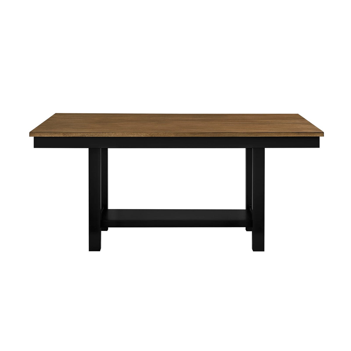 Modern Farmhouse Dining Set with Storage Shelf and 6 Chairs
