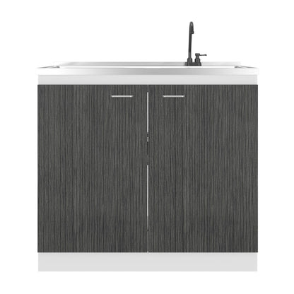 White Oak Double Door Kitchen Storage Cabinet for Sinks