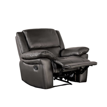 Black Leather Metal Recliner Chair - 38.5" Primary Living Space for Living Room
