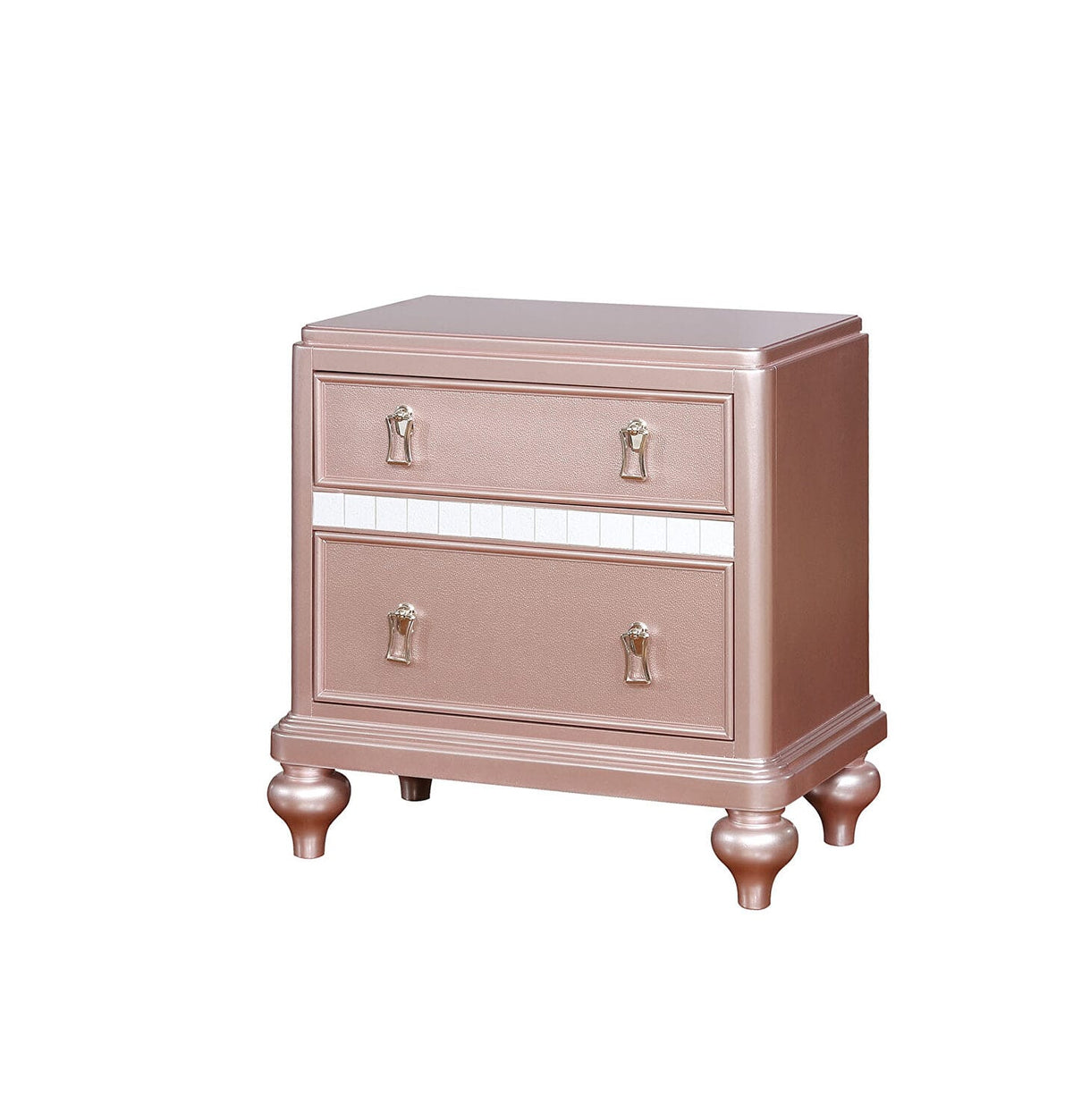 Elegant Rose Gold 2-Drawer Bedside Cabinet - Modern Nightstand