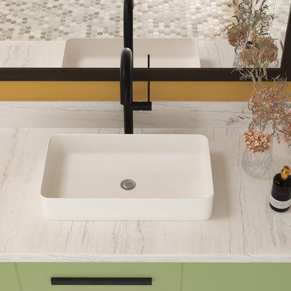 24" White Ceramic Rectangular Vessel Sink - Bathroom Vanity