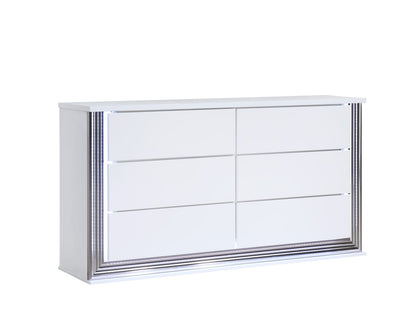 White Modern Bedroom Dresser 61" Wide