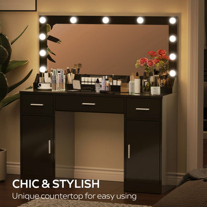 Black Particle Board Makeup Vanity Desk - 47.2" x 15.7" for Bedroom