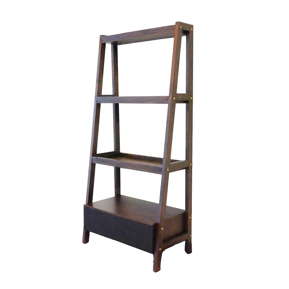 Natural Wood Ladder Shelf - 32" Display & Storage for Living Room