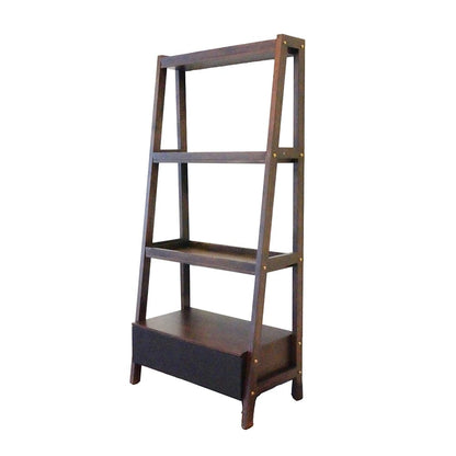 Natural Wood Ladder Shelf - 32" Display & Storage for Living Room