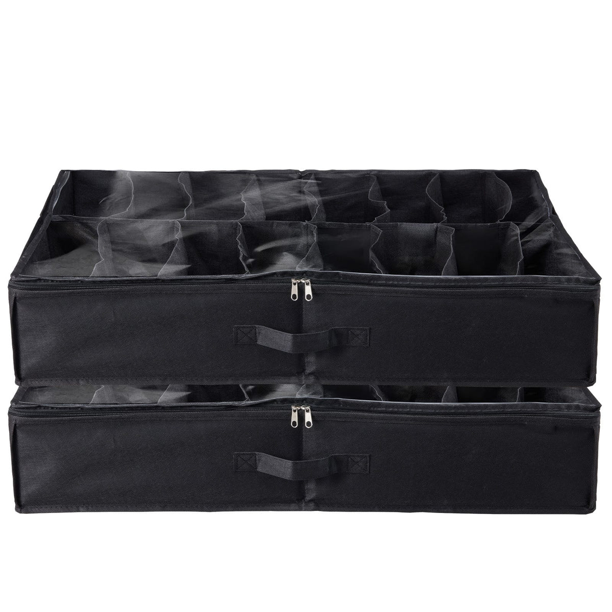 Black Under Bed Shoe Storage - 32 Compartments