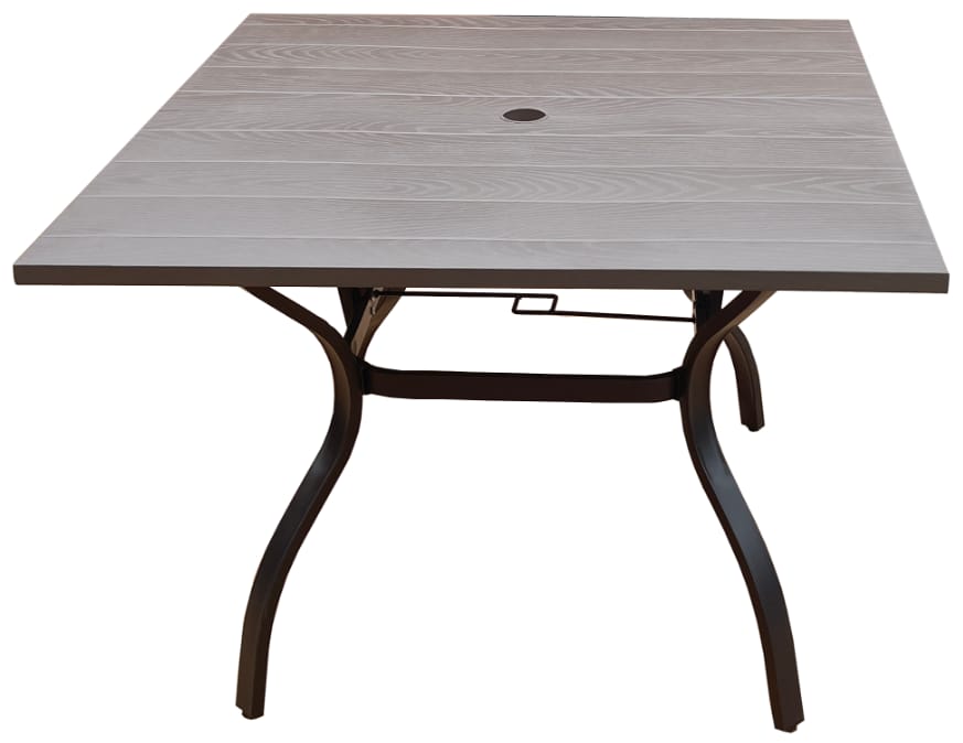 Natural Farmhouse Dining Table - Metal Desk with Umbrella Hole, 37"