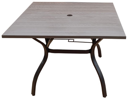 Natural Farmhouse Dining Table - Metal Desk with Umbrella Hole, 37"