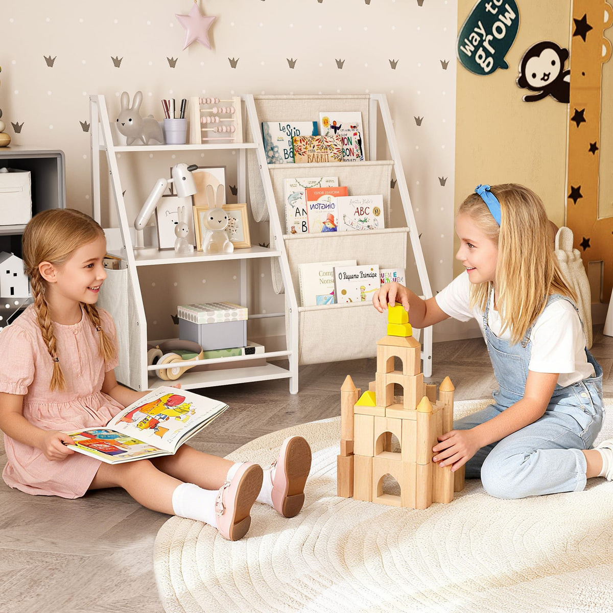 White Kids Bookshelf & Toy Storage - Nursery Organizer