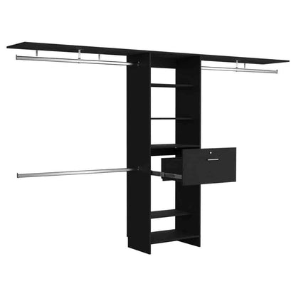118" Black Bedroom Dresser with Three Shelves & Drawer