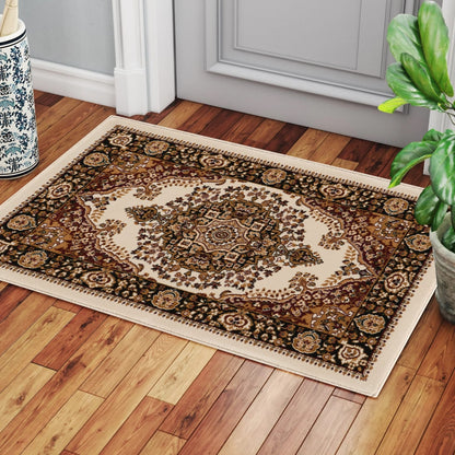 Ivory Multi Medallion Traditional Area Rug - 36" x 24"