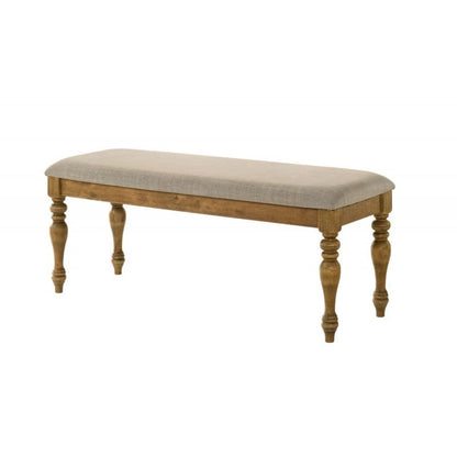 Farmhouse Rubberwood Dining Bench in Brown for Kitchen or Dining Room