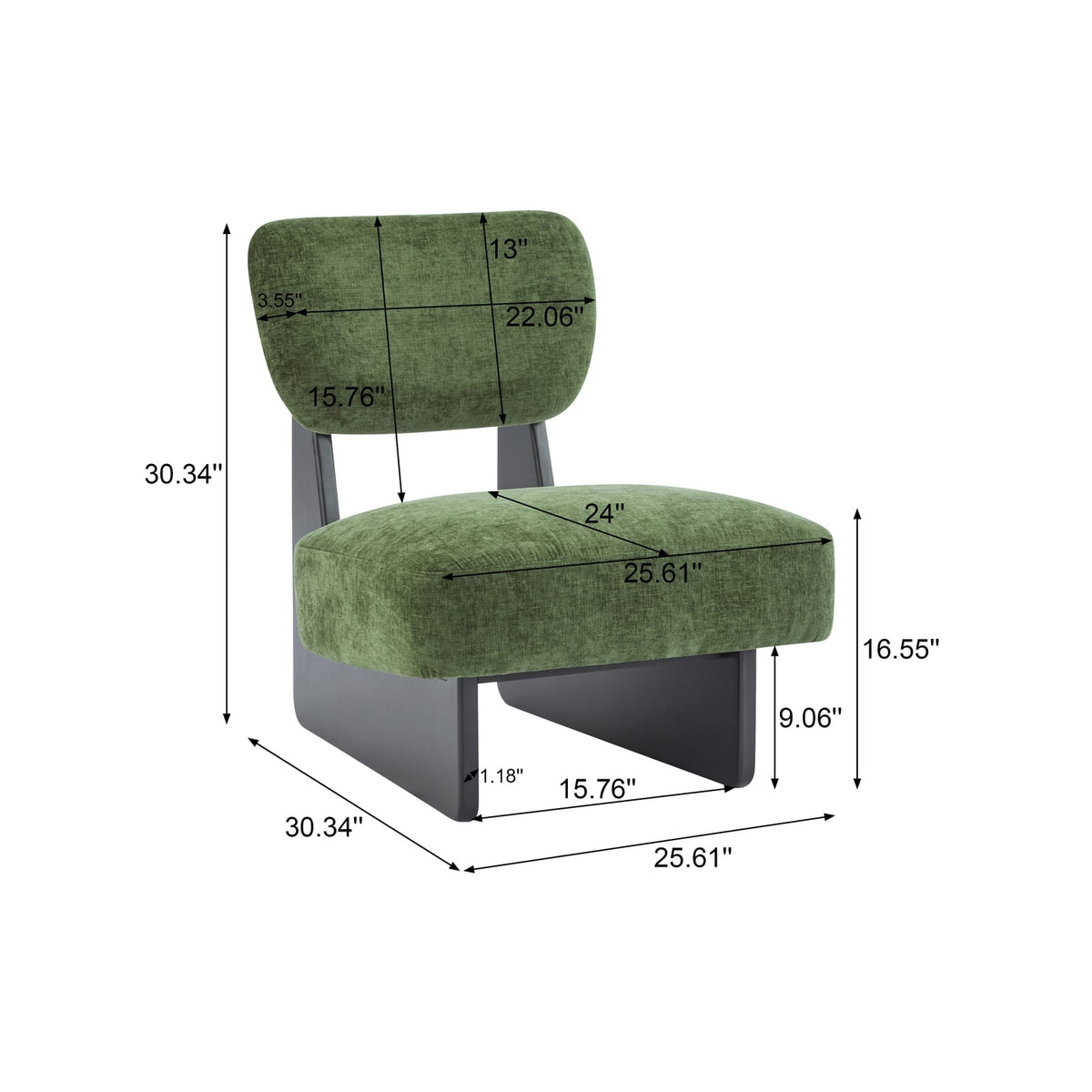 Modern Green Lounge Chair Set - 2 Chairs, Polyester & Wood