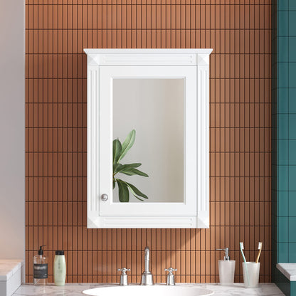 White Bathroom Storage Cabinet with Mirror - 2 Shelves
