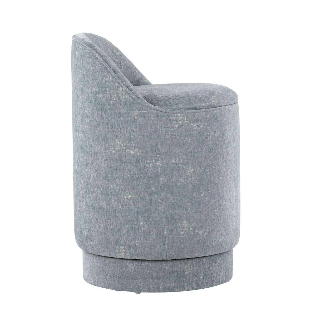 Light Blue Swivel Vanity Stool - 18" Fabric Storage Seat for Living Room