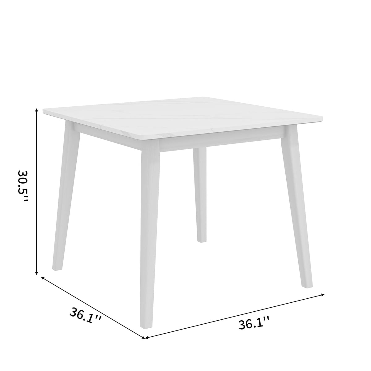 Compact White Square Dining Table - 36" Modern Design for Dining Room