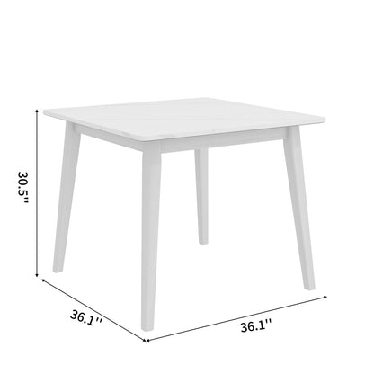 Compact White Square Dining Table - 36" Modern Design for Dining Room