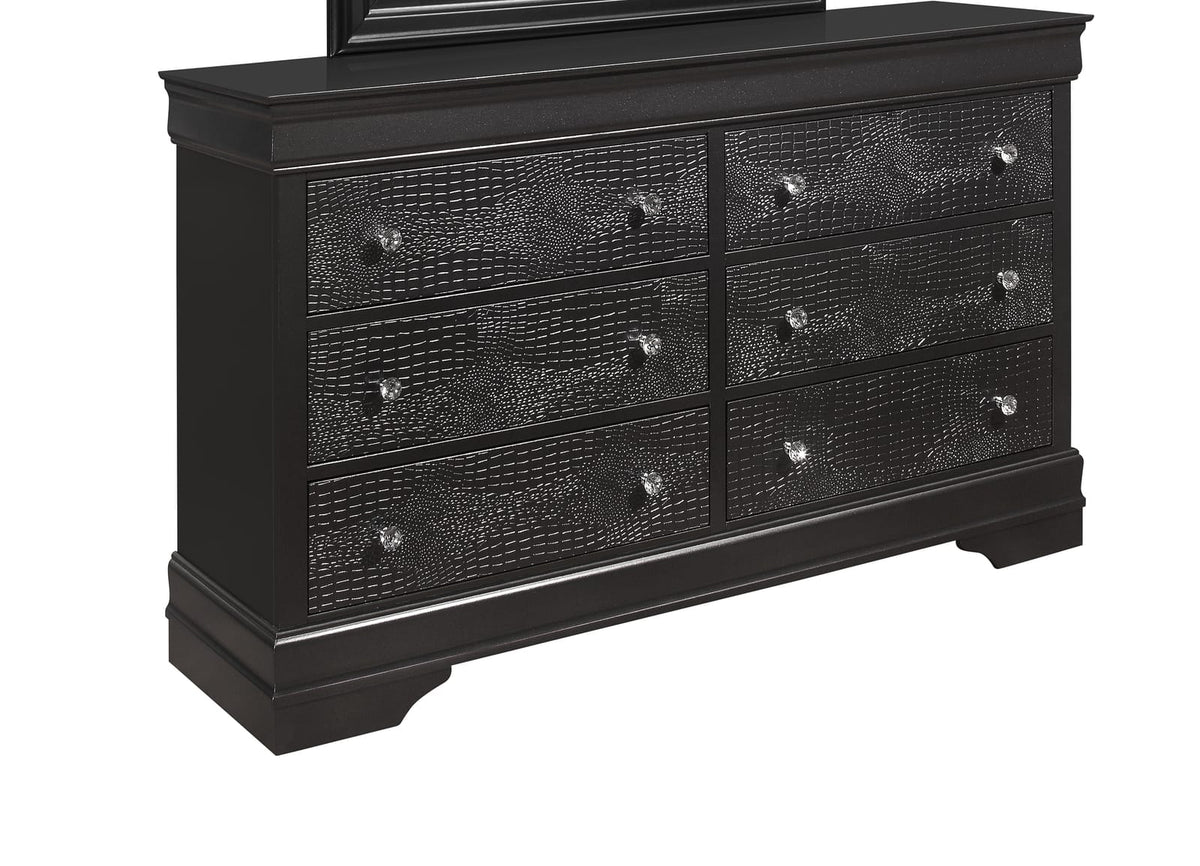 Grey Metallic Wood Dresser - 58.19" Wide Bedroom Storage