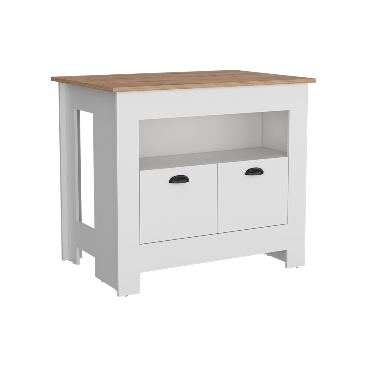35" White Kitchen Island with Storage