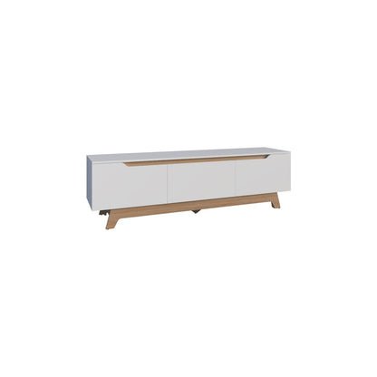 Woodall TV Stand - Modern White & Natural Oak Entertainment Center