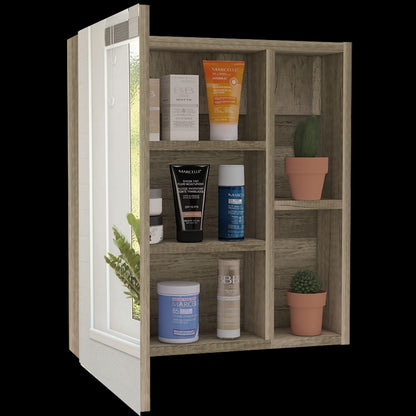 Walnut Particle Board Bathroom Storage Cabinet for Mirror Organization