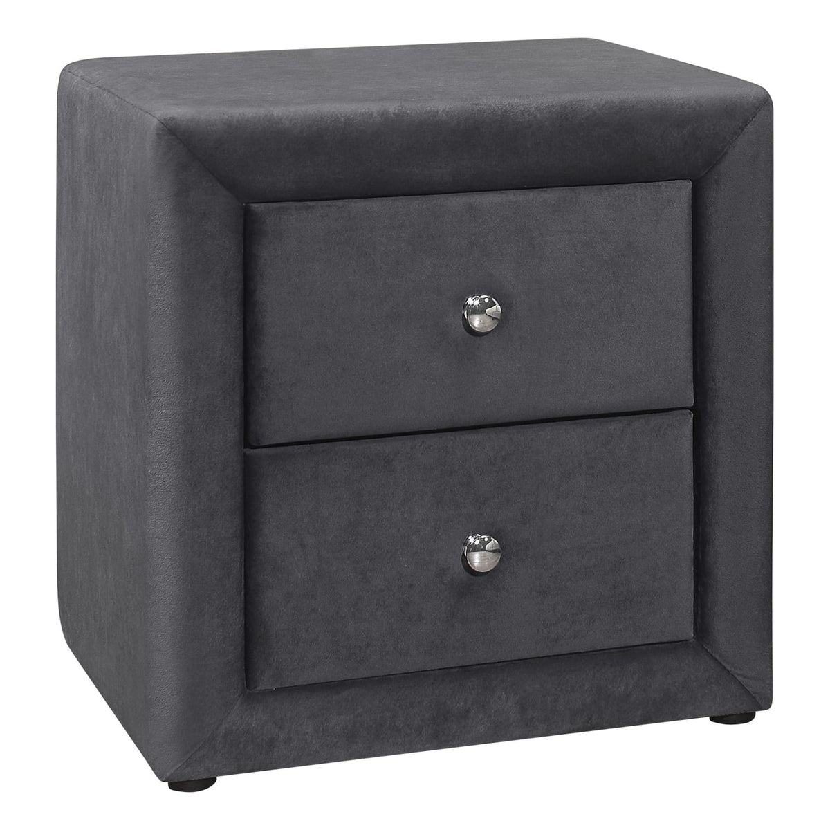Grey Velvet Upholstered Nightstand - 20.5" Storage Table