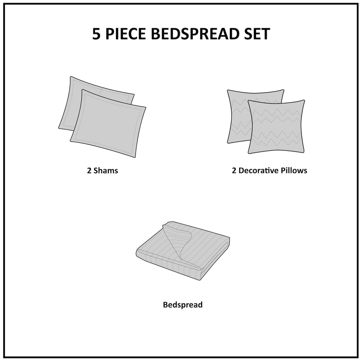 5 Piece Reversible Jacquard Bedspread Set - King Size, Brown & Gold