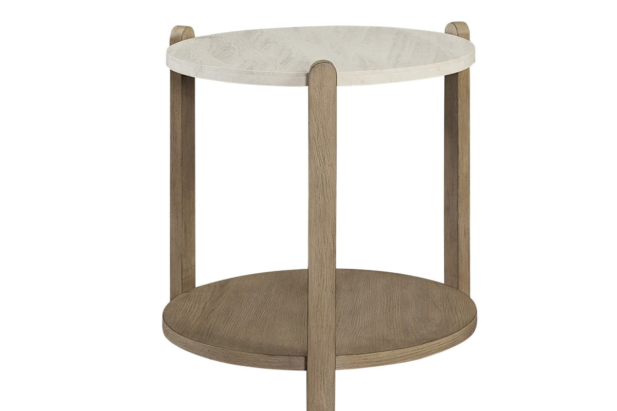 Taupe Natural Stone Accent Table - Round 25" for Living Room
