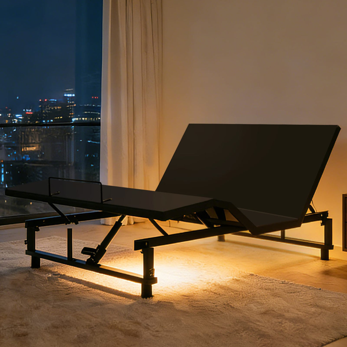 Queen Adjustable Bed Base - Antique Black Steel Frame