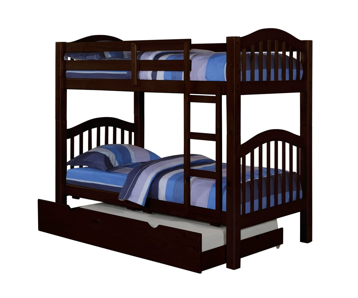 Espresso Twin Over Twin Bunk Bed for Bedrooms