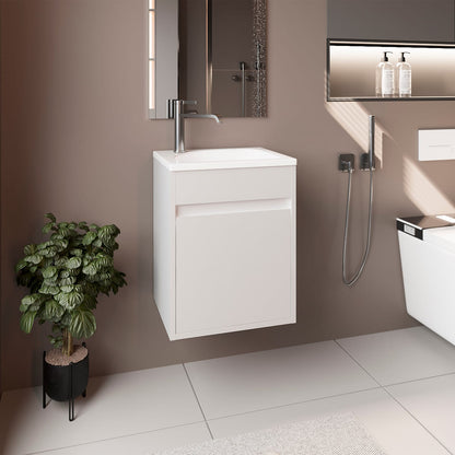 White Bathroom Vanity with Sink - Compact Storage