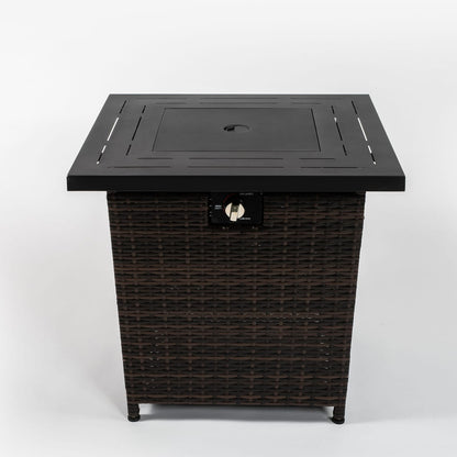 28 Inch Rattan Propane Fire Pit Table - Garden Heating