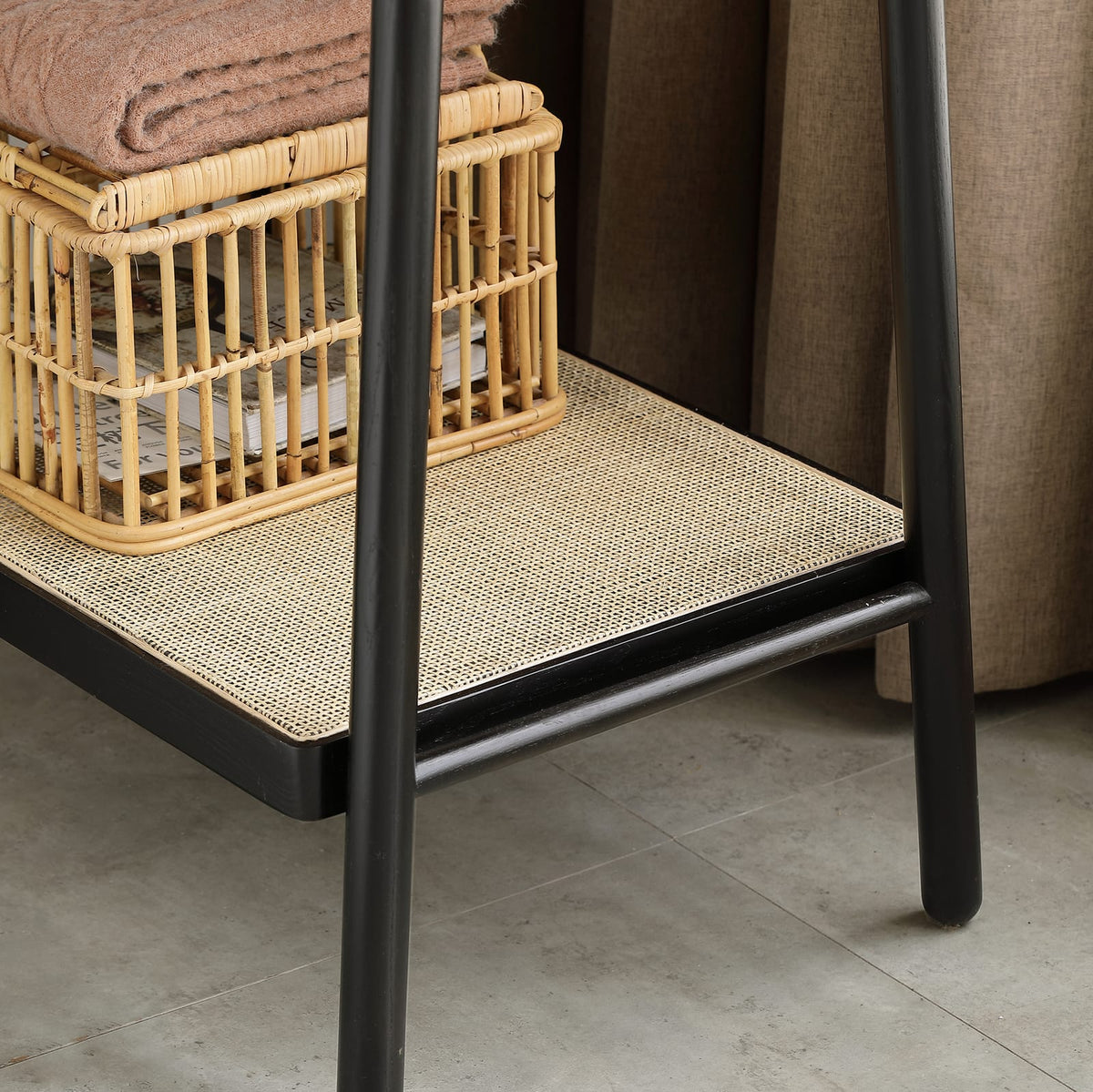Black Solid Oak Wood Clothes Rack - Bedroom Garment Racks