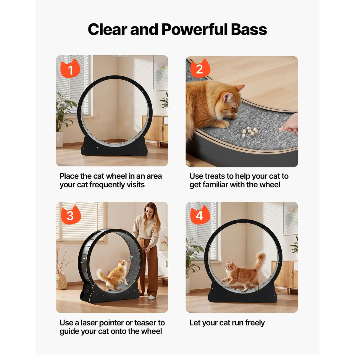 Cat Exercise Wheel - 48 Inch Wooden Treadmill for Indoor Cats