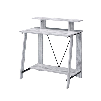 Modern Black Grey Wood Metal Desk with Storage Shelves for Office