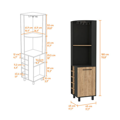 Hamden 10-Bottle Wine Rack - Wenge & Pine Bar Cabinet