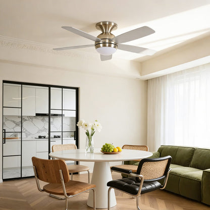 52 Inch Plywood Ceiling Fan with Light - Nickel Finish