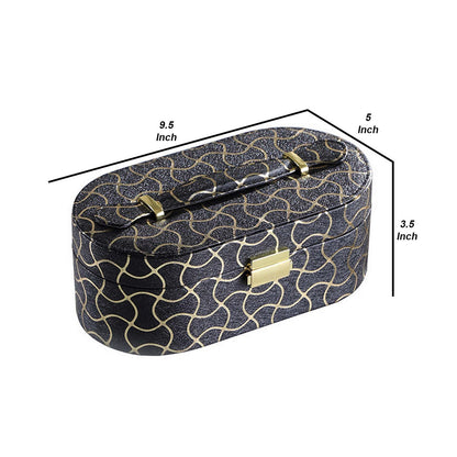 Travel Jewelry Case - Black Wood & Fabric Storage Box