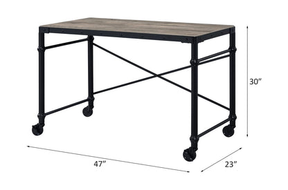Oklarth Rustic Oak & Black Finish Writing Desk - Work From Home Office Desk