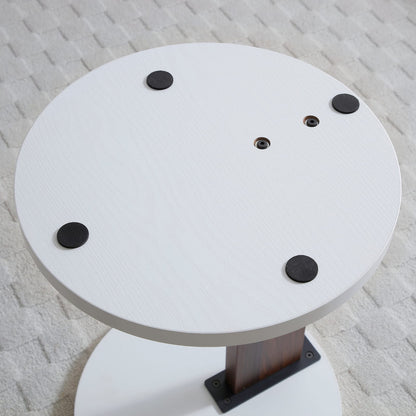 White Walnut C-Shaped End Table, Slim Side Table for Sofa for Living Room