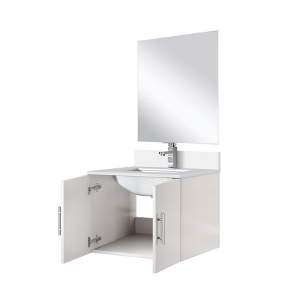 Glossy White Bathroom Vanity Cabinet for Modern Renovation 24 inch
