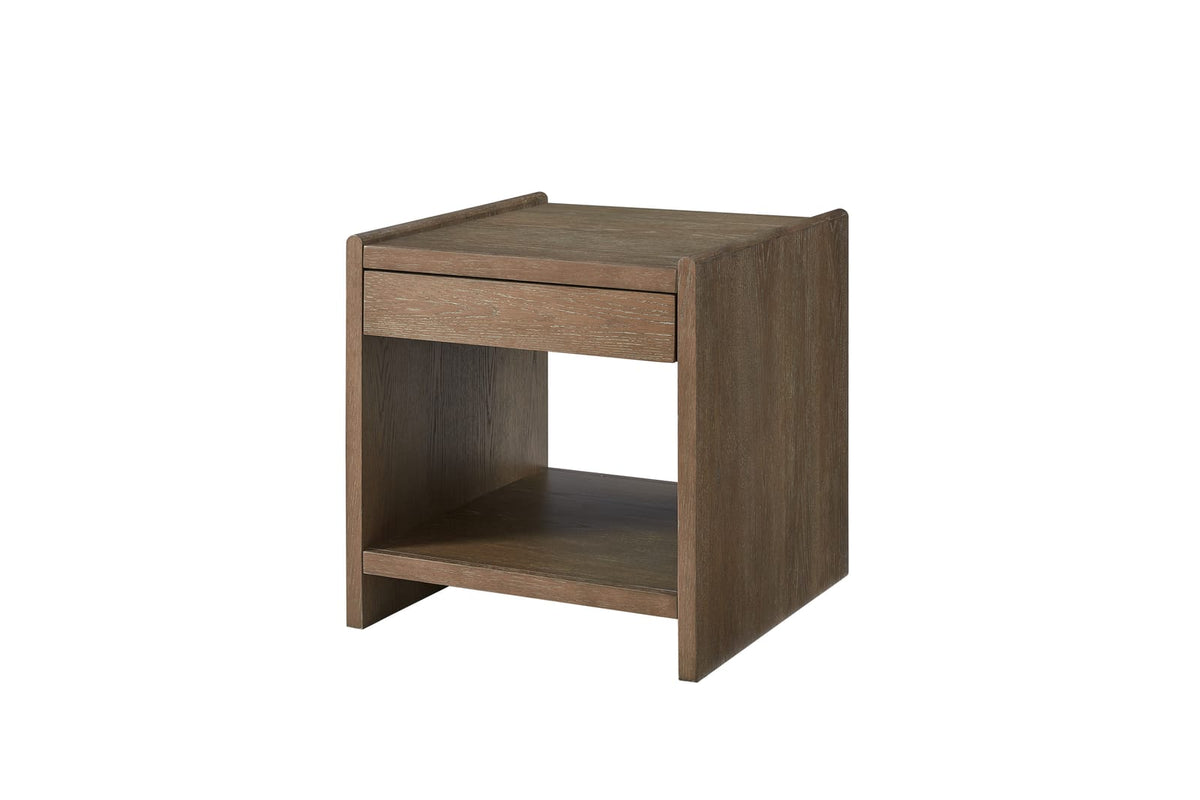 24" Brown Solid Wood Bedside Table Cocoa Finish