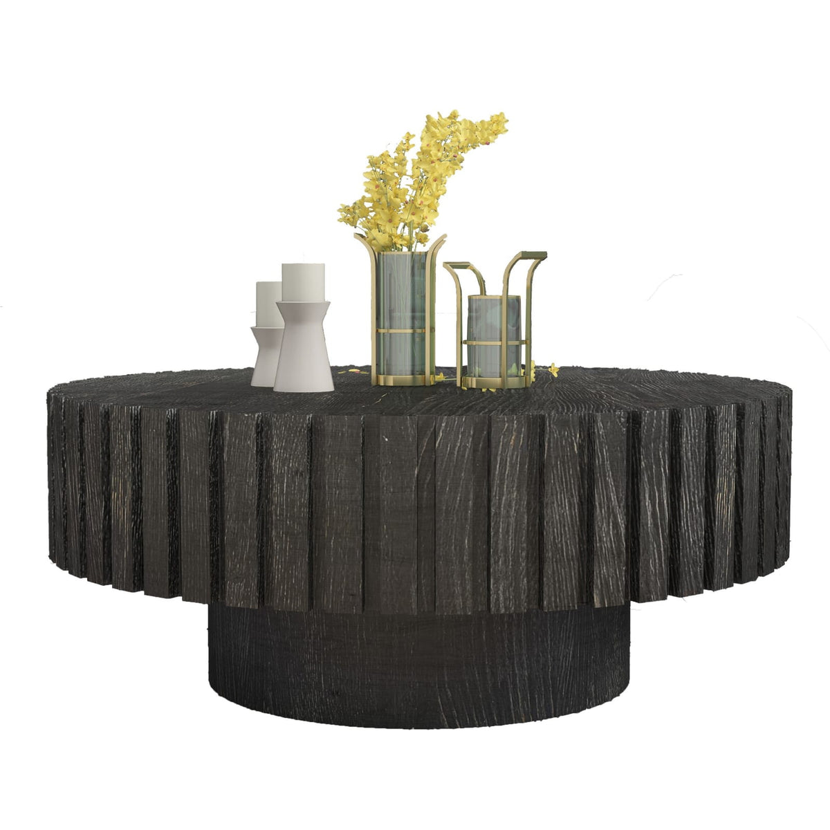 Black Circular Coffee Table - MDF Material