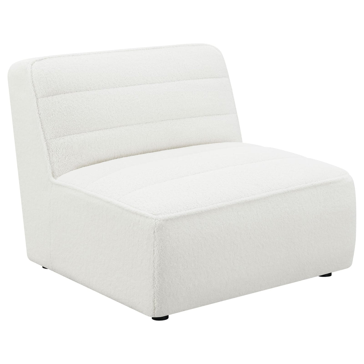 Ivory Upholstered Armless Chair - Plush Comfort for Living Room