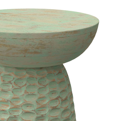 Boyd 13 Inch Accent Table - Green Wood Design for Living Room