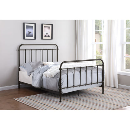 Dark Brown Metal Full Bed Frame - Farmhouse Style
