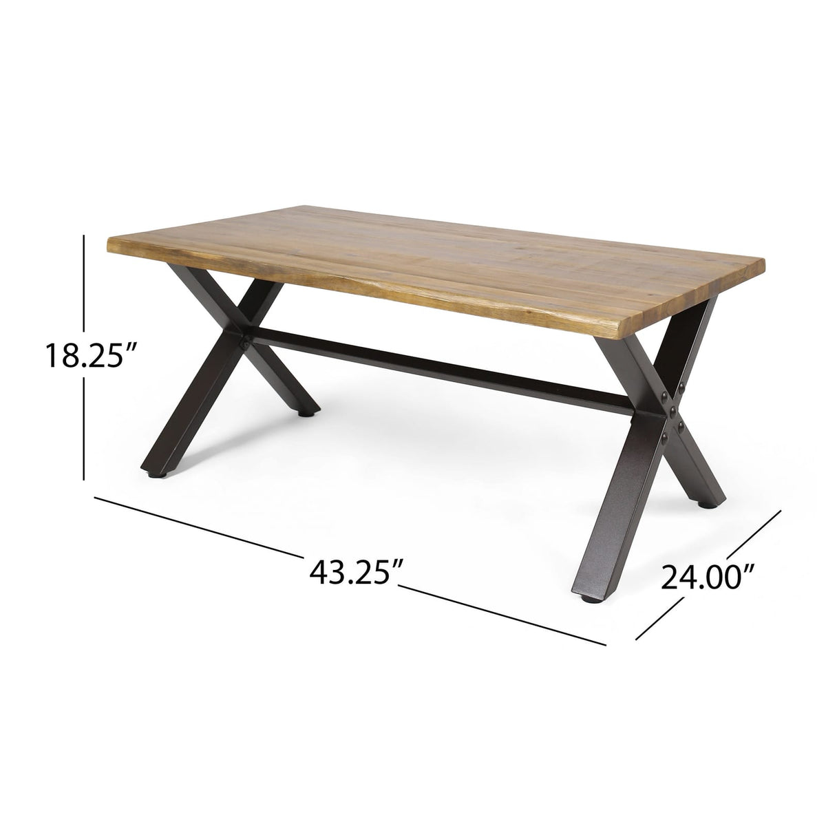 Acacia Wood Outdoor Coffee Table - Brown & Black