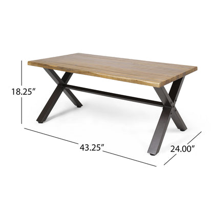 Acacia Wood Outdoor Coffee Table - Brown & Black