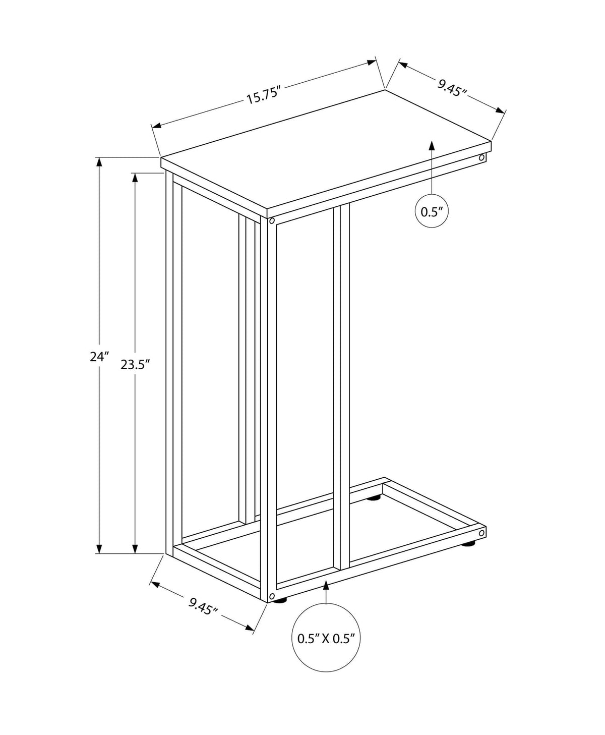 Brown C-Shaped End Table - Modern Side Table