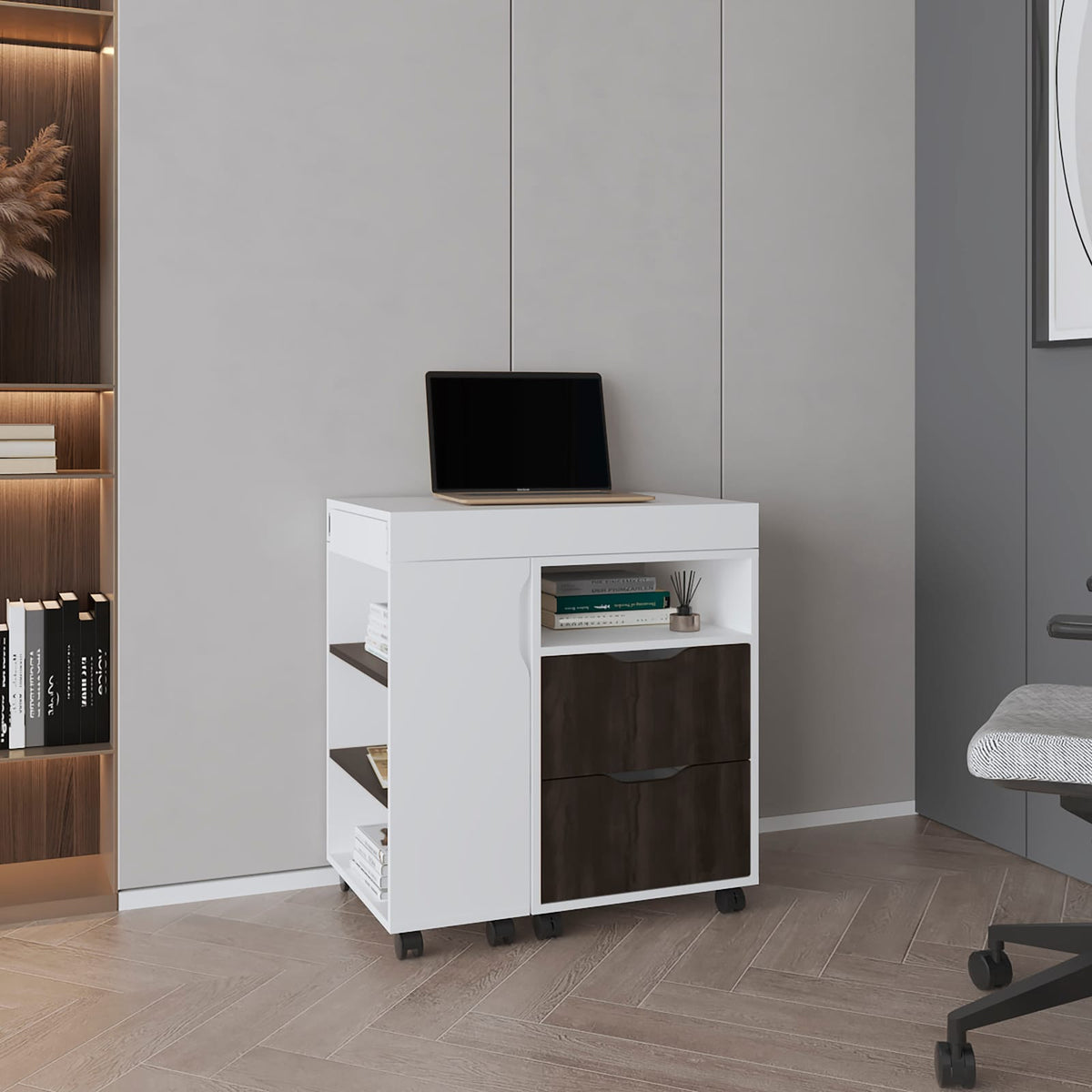 Expandable 54" Rectangular Office Desk with Storage for Home Office